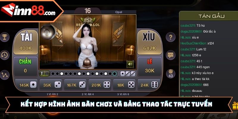 Kết hợp hình ảnh bàn chơi và bảng thao tác trực tuyến